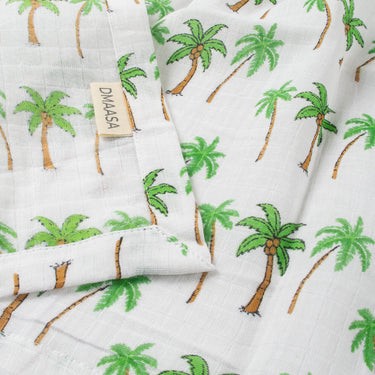 Palm Tree Organic Cotton Muslin Swaddle Wrapper For New Born