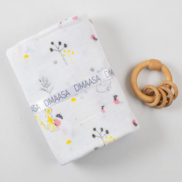 Bunny Blooms Organic Cotton Muslin Swaddle Wrapper For New Born