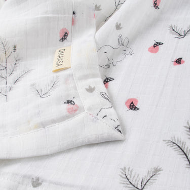 Bunny Blooms Organic Cotton Muslin Swaddle Wrapper For New Born