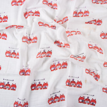 Foxy Friends Organic Cotton Muslin Swaddle Wrapper For New Born