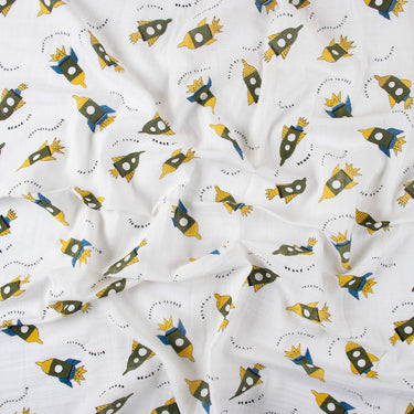 Space Explorer Organic Cotton Muslin Swaddle Wrapper For New Born
