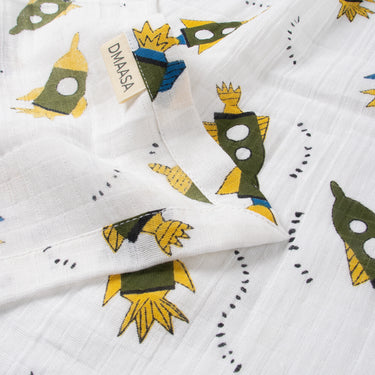Space Explorer Organic Cotton Muslin Swaddle Wrapper For New Born