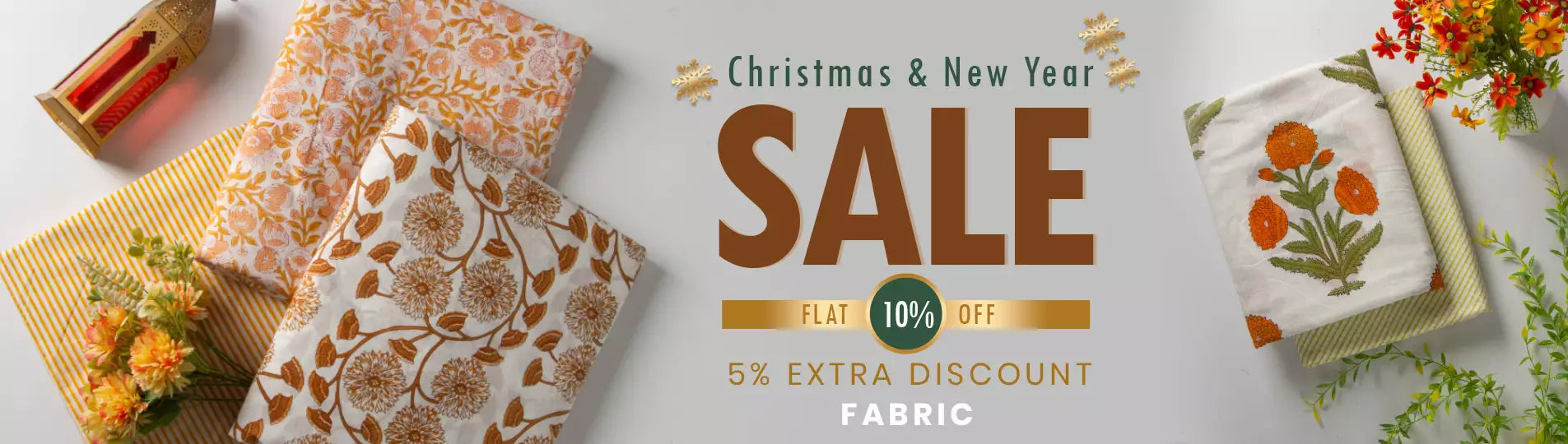 Hand Block Print Fabric Christmas and New Year Sale