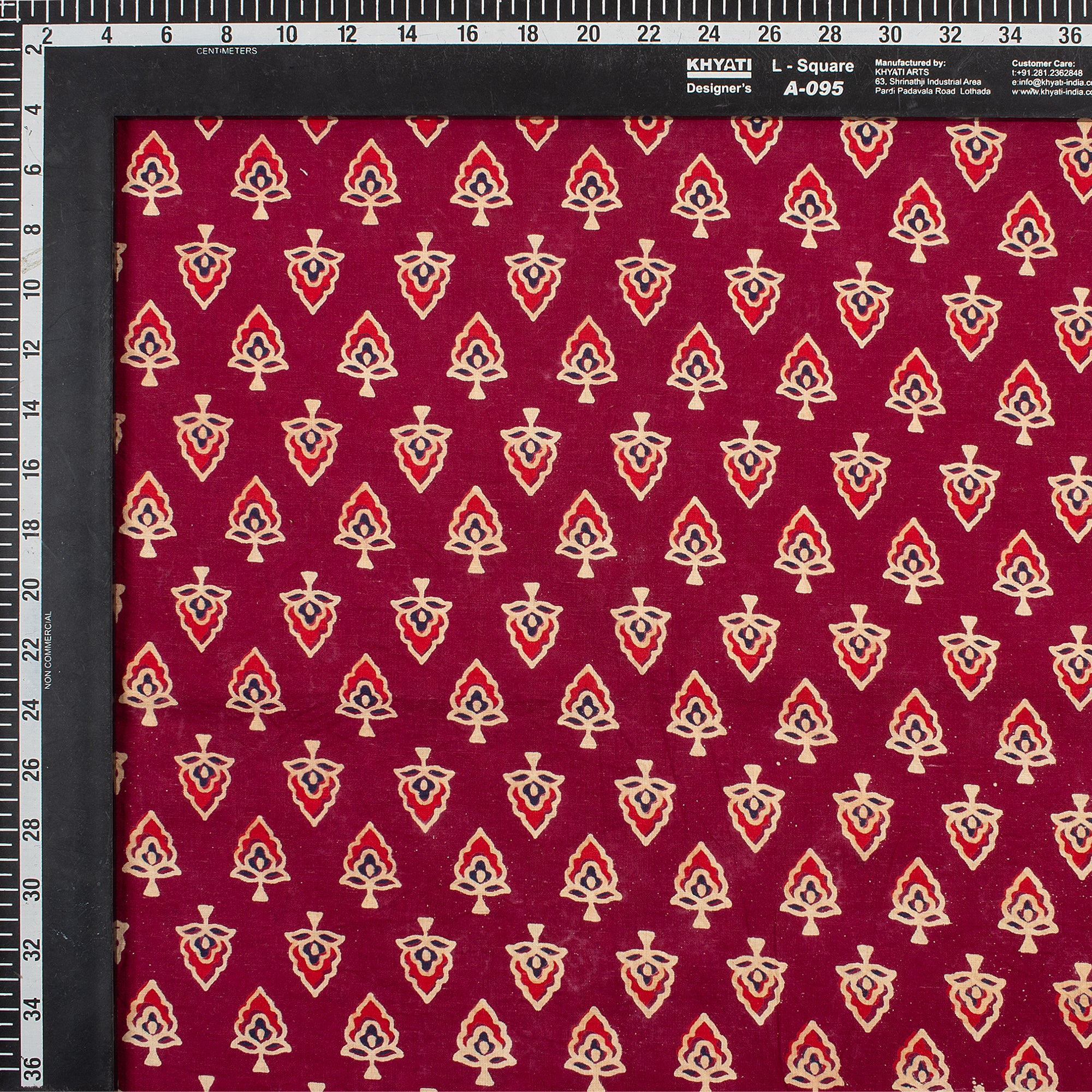 Maroon Block R Maroon Azrakh Print Hand Block Floral Soft Cotton Fabric Online – Dmaasa