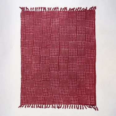 Maroon Soft Cotton Block Print Throw Blanket