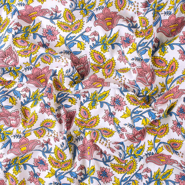 Multi Color Hand Block Floral Print Fabric