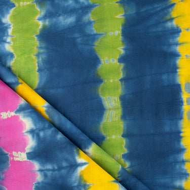 Multi Color Stripe Tie Dye Shibori Cotton Fabric