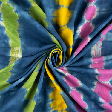 Multi Color Stripe Tie Dye Shibori Cotton Fabric