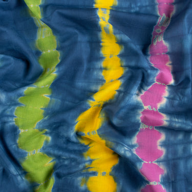 Multi Color Stripe Tie Dye Shibori Cotton Fabric