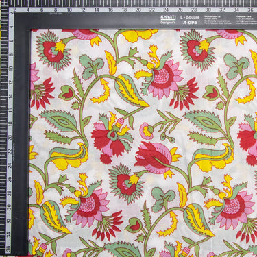 Multi Floral Hand Block Printed Cotton Summer Dress Fabric