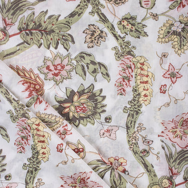 Multicolor Hand Block Print Fabric For Kurti