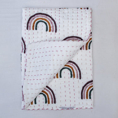 Multicolor Stitch Rainbow Print Newborn Baby Blankets 