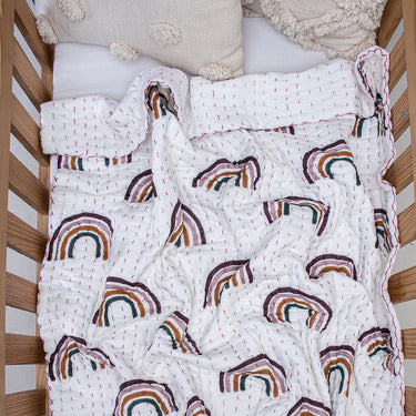 Multicolor Stitch Rainbow Print Newborn Baby Blankets