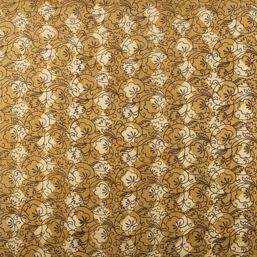 Mustard Dabu Hand Block Printed Kantha Fabric