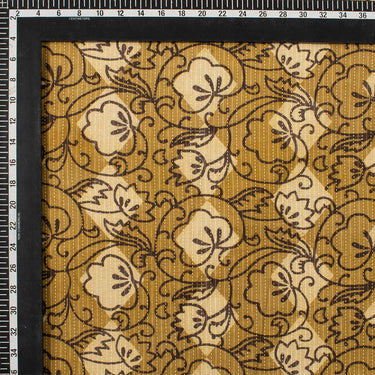 Mustard Dabu Hand Block Printed Kantha Fabric