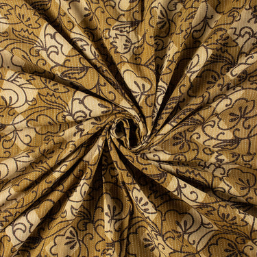 Mustard Dabu Hand Block Printed Kantha Fabric