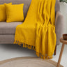 Mustard Yellow Plain Sofa Throw Blanket with Two Cushion Cover - Useful Gift Iteam for Home