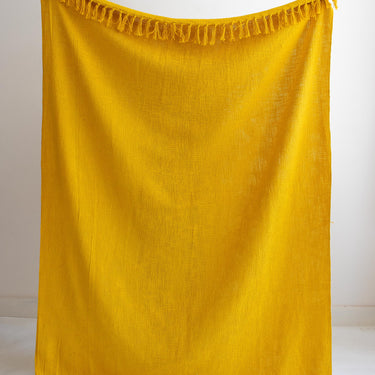 Mustard Yellow Plain Sofa Throw Blanket with Two Cushion Cover - Useful Gift Iteam for Home