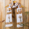 Mustard Yellow Print Cotton Stole For Women