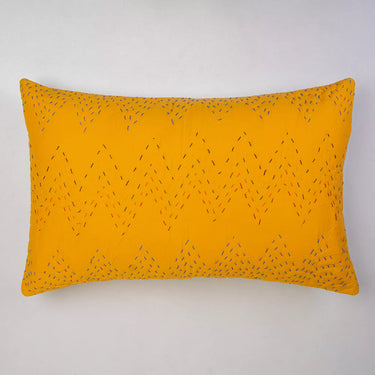 Mustard Yellow Quilted Kantha Cotton Pillowcase