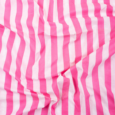 Natural Dye Pink Striped Printed Cotton Fabric