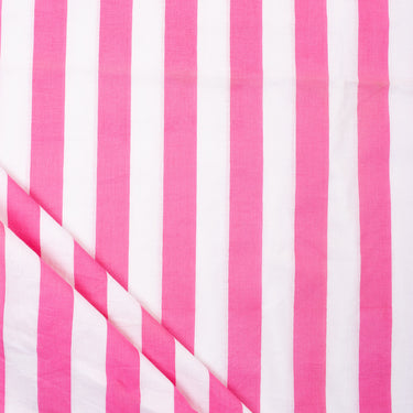 Natural Dye Pink Striped Printed Cotton Fabric