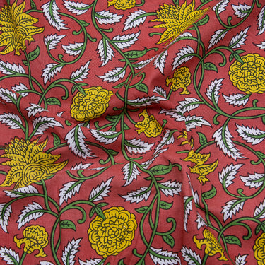 Natural Dyed Floral Print Organic Cotton Fabric
