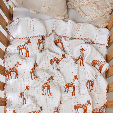 Natural Dyed Giraffe Print Warm Baby Blanket