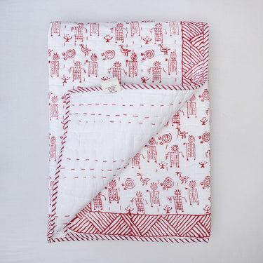 Natural Dyed Pink Print Cotton Warm Baby Blanket