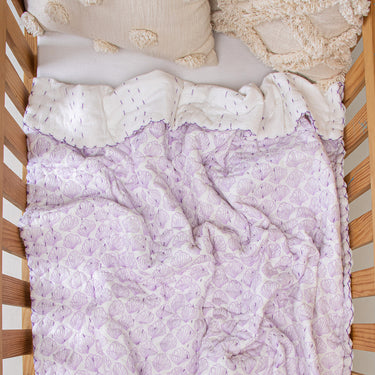 Natural Hand Block Purple Printed Soft Baby Blankets