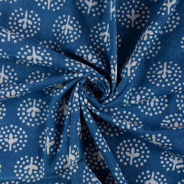 Natural Indigo Cotton Hand Block Print Fabric