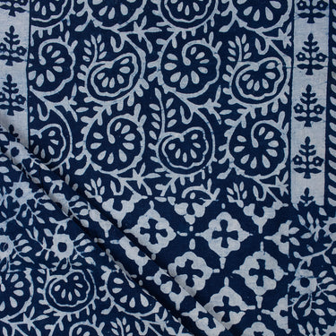 New Indigo Blue Hand Block Printed Cotton Fabric