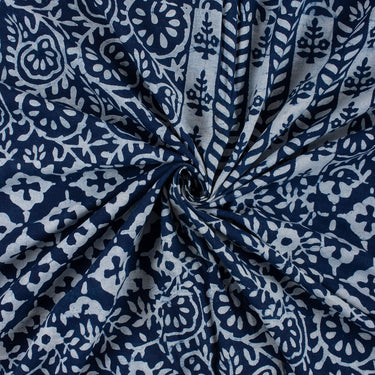 New Indigo Blue Hand Block Printed Cotton Fabric