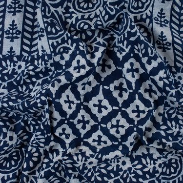 New Indigo Blue Hand Block Printed Cotton Fabric