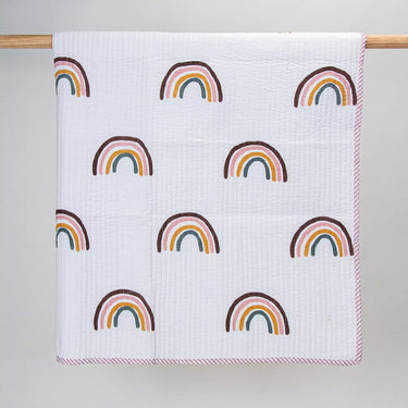 Newborn Machine Reversible Rainbow Cotton Blankets