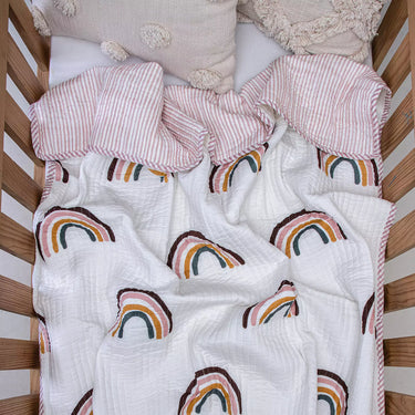 Newborn Machine Reversible Rainbow Cotton Blankets