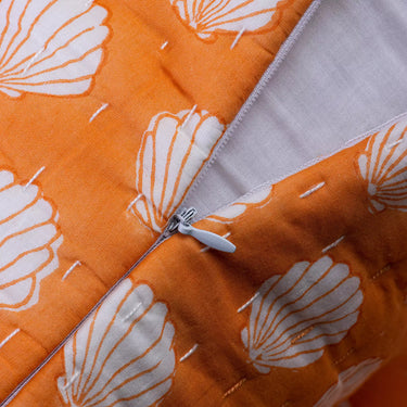 Orange Pure Cotton Kantha Quilted Pillow Cover