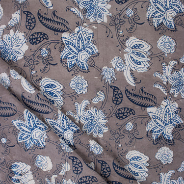 Organic Cotton Dabu Kashish Hand Block Printed Fabric