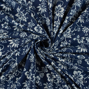 Organic Cotton Floral Indigo Hand Block Print fabric For Dress