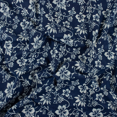 Organic Cotton Floral Indigo Hand Block Print fabric For Dress