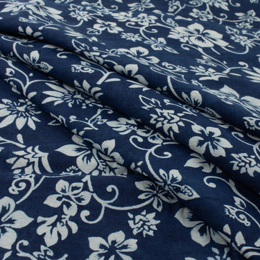 Organic Cotton Floral Indigo Hand Block Print fabric For Dress