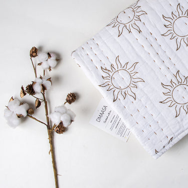 Organic Cotton Kantha Baby Quilt Sun Flower Printed