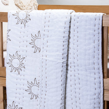Organic Cotton Kantha Baby Quilt Sun Flower Printed