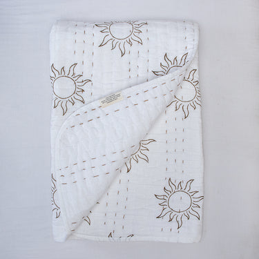 Organic Cotton Kantha Baby Quilt Sun Flower Printed