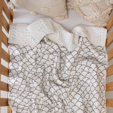 Organic Cotton Natural Dyed Kantha Small Baby Blanket