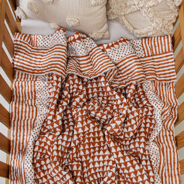 Organic Hand Block Geometrical Print Cotton Baby Blankets
