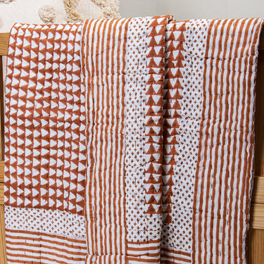 Organic Hand Block Geometrical Print Cotton Baby Blankets