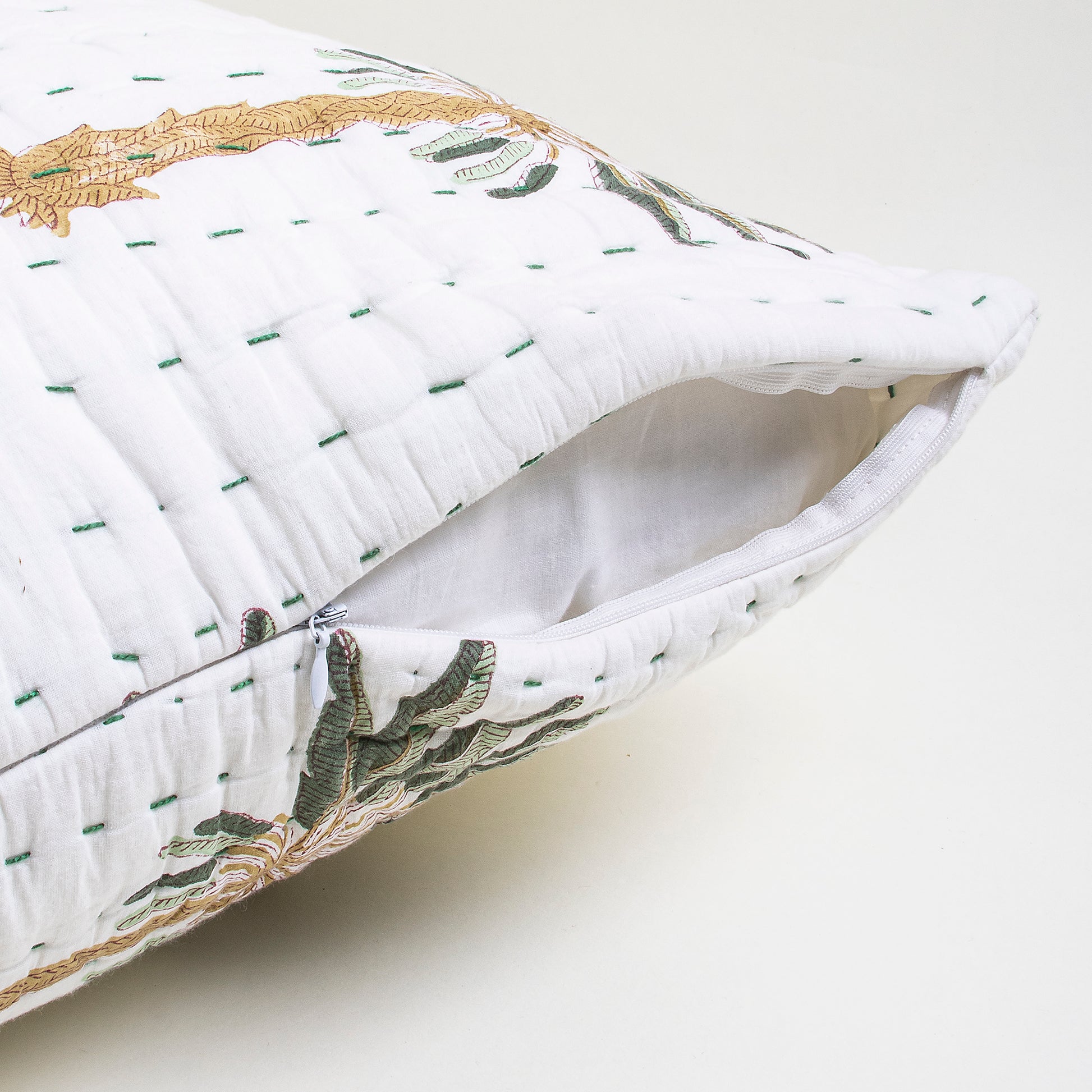 Kantha Cotton Handmade Pam Print Quilted Pillow Covers