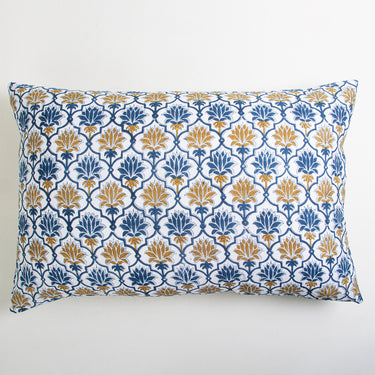 Cotton Floral Block Print Pillow Case Reversible