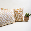 Yellow Flower Print Reversible Cotton Pillow Covers